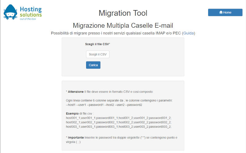 migrazione multipla caselle CSV