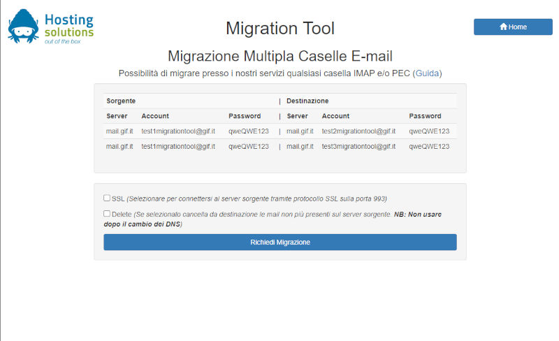 riepilogo migrazione