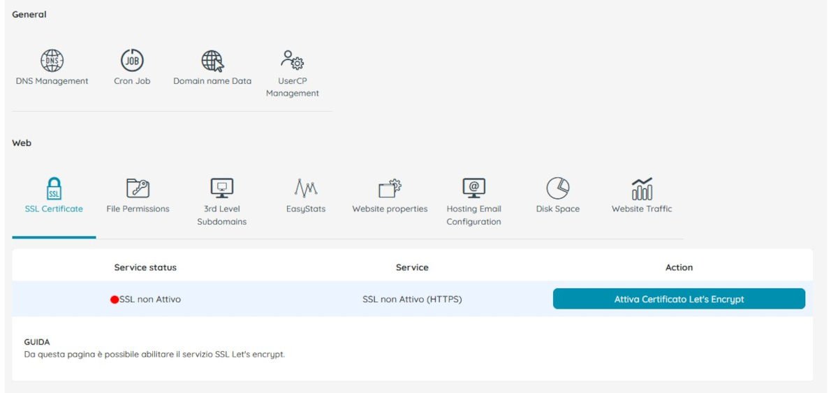 Activate Let's Encrypt Certificate button
